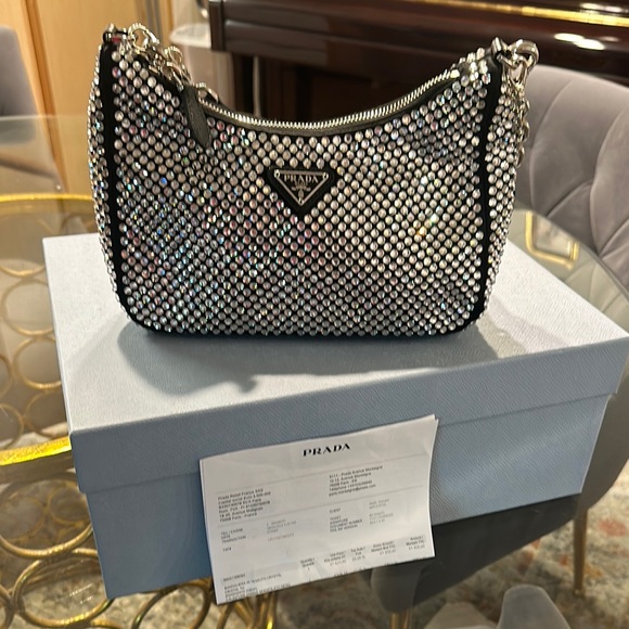 Prada Silver Crystal-Embellished Shoulder Bag - Picture 1 of 7